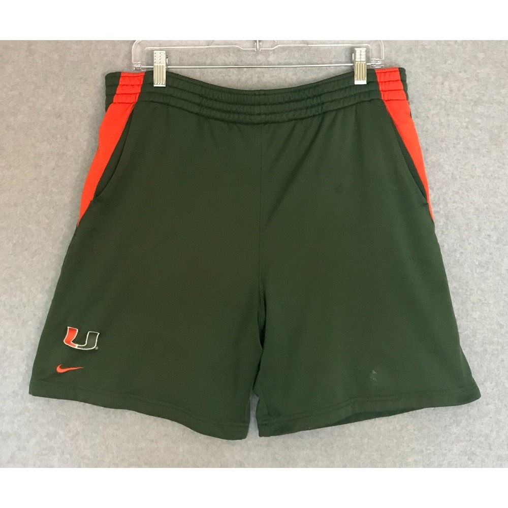 Nike University Of Miami Hurricanes Basketball Shorts Mens Small Green Soft Mesh